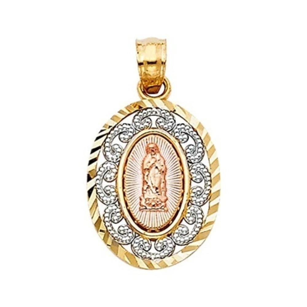 14k Real Gold Religious Lady Guadalupe Pendant